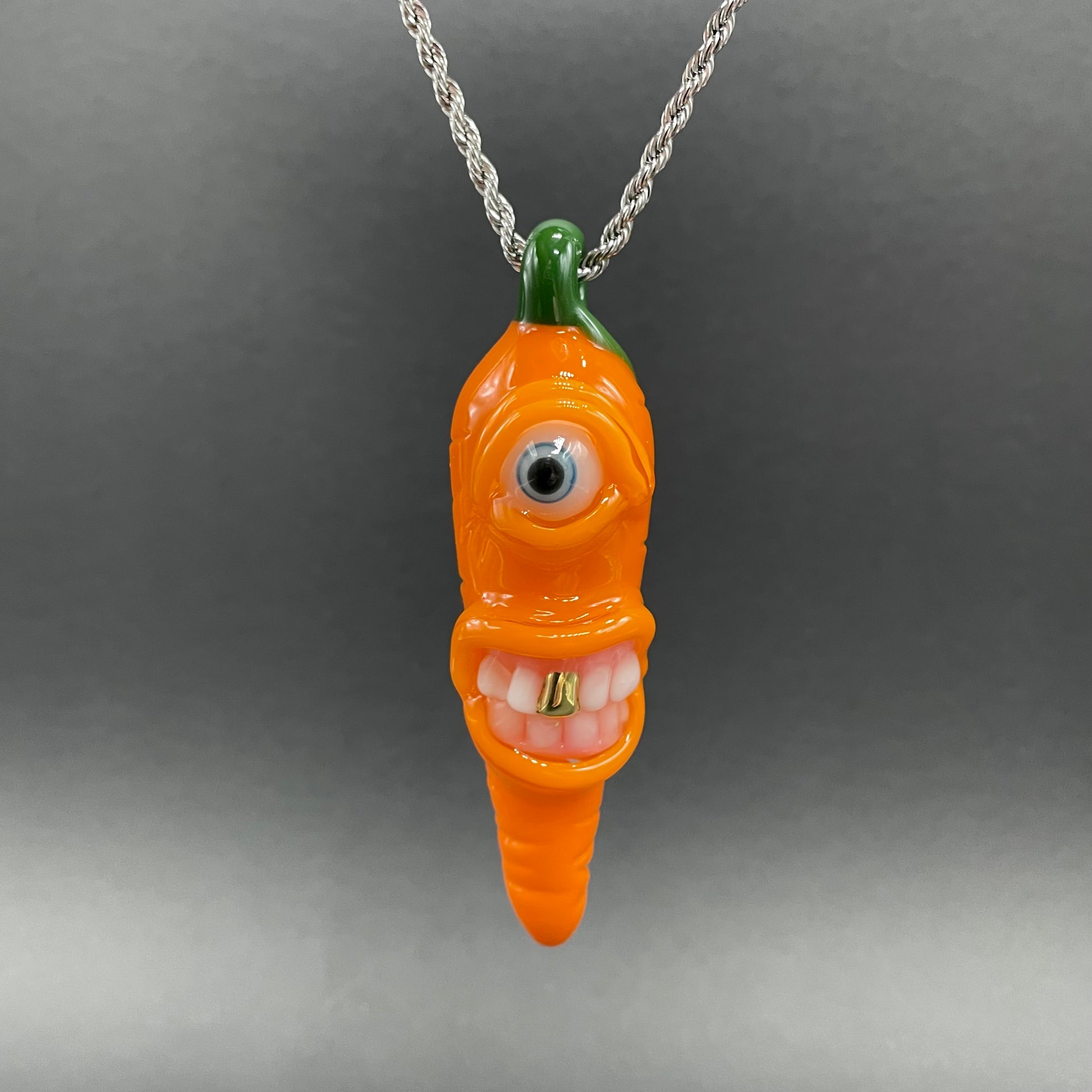 Hand-blown glass Glass carrot pendant by Leviathan Glass
