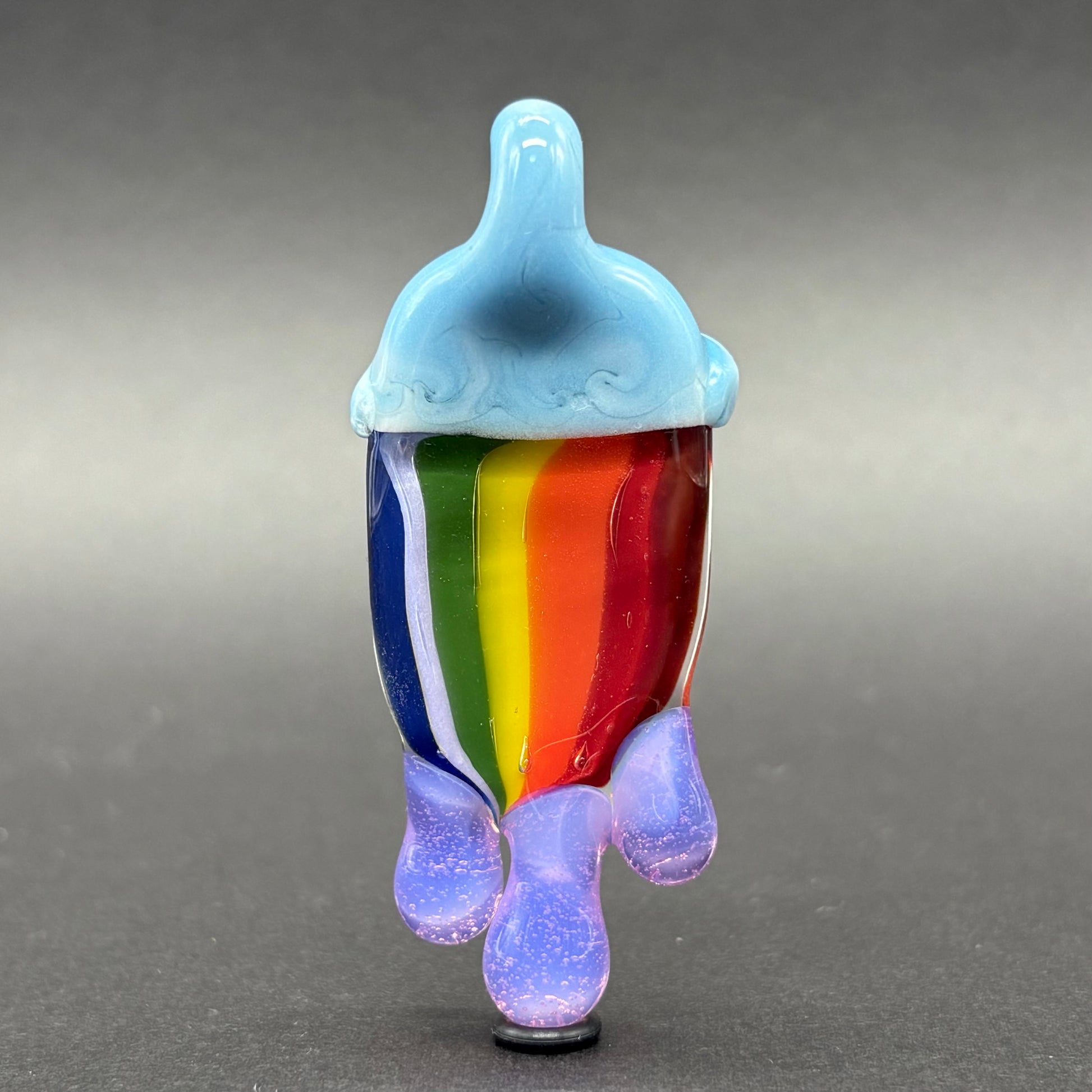Drippy tongue rainbow tongue pendant glass art - premium handcrafted piece