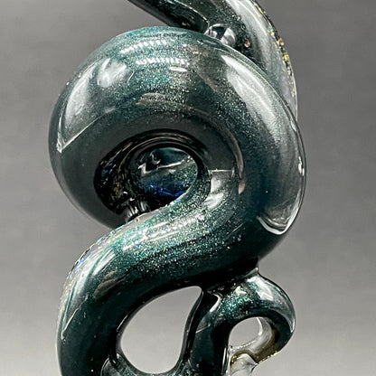 Hand-blown Dichroic rainbow sparkle snake pendant - Leviathan Glass original