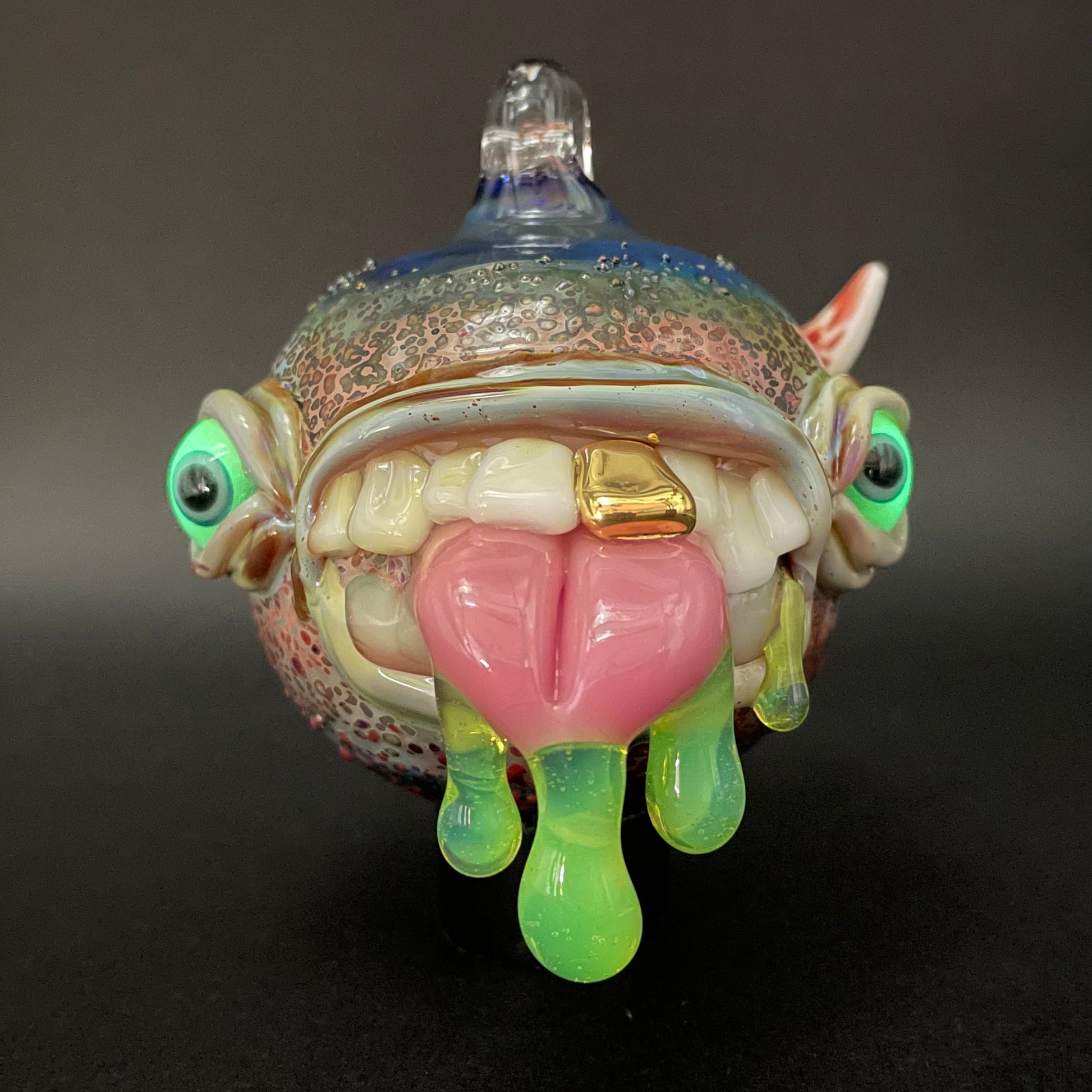 Hand-blown Tongue demon ornament - Leviathan Glass original