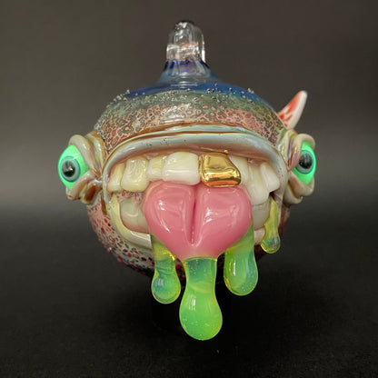 Hand-blown Tongue demon ornament - Leviathan Glass original