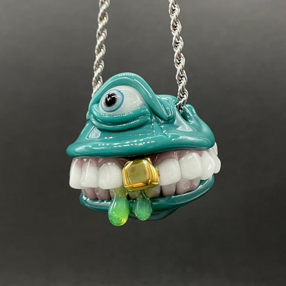 Grinning like a fool glass pendant