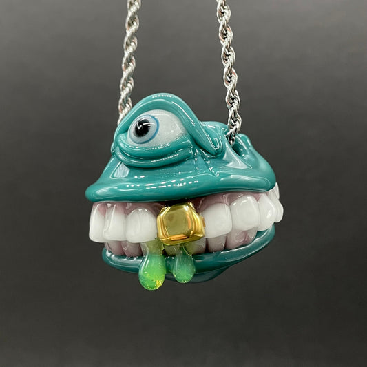 Grinning like a fool glass pendant