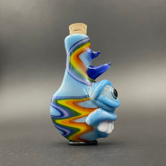 Hand-blown glass Rainbow cork bottle pendant by Leviathan Glass