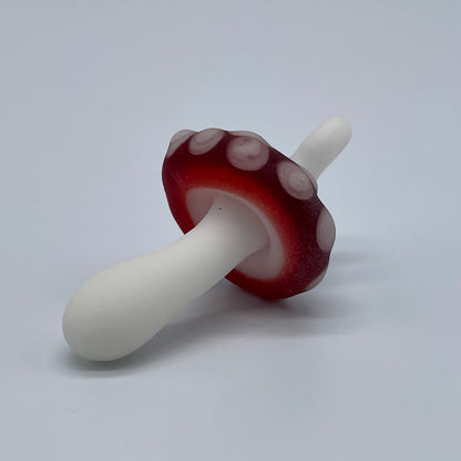 Red mushroom pendant by Leviathan Glass - artisan detail