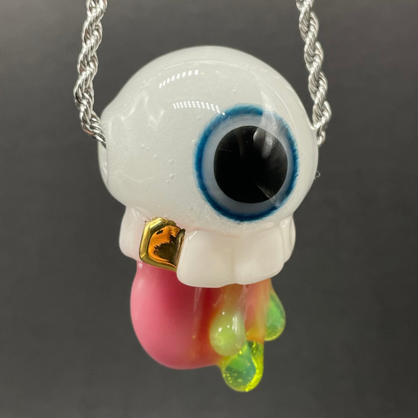 Hand-blown Glow in the dark eye pendant - Leviathan Glass original