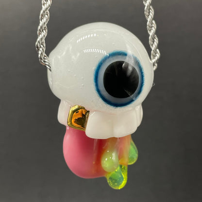 Hand-blown Glow in the dark eye pendant - Leviathan Glass original
