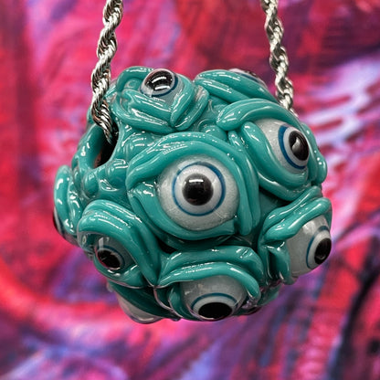 Agua azule Argus pendant detail view - premium glass art