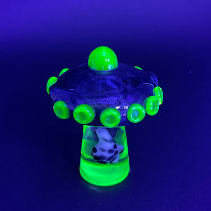 Hand-blown Alien abduction pendant (cow) - Leviathan Glass original