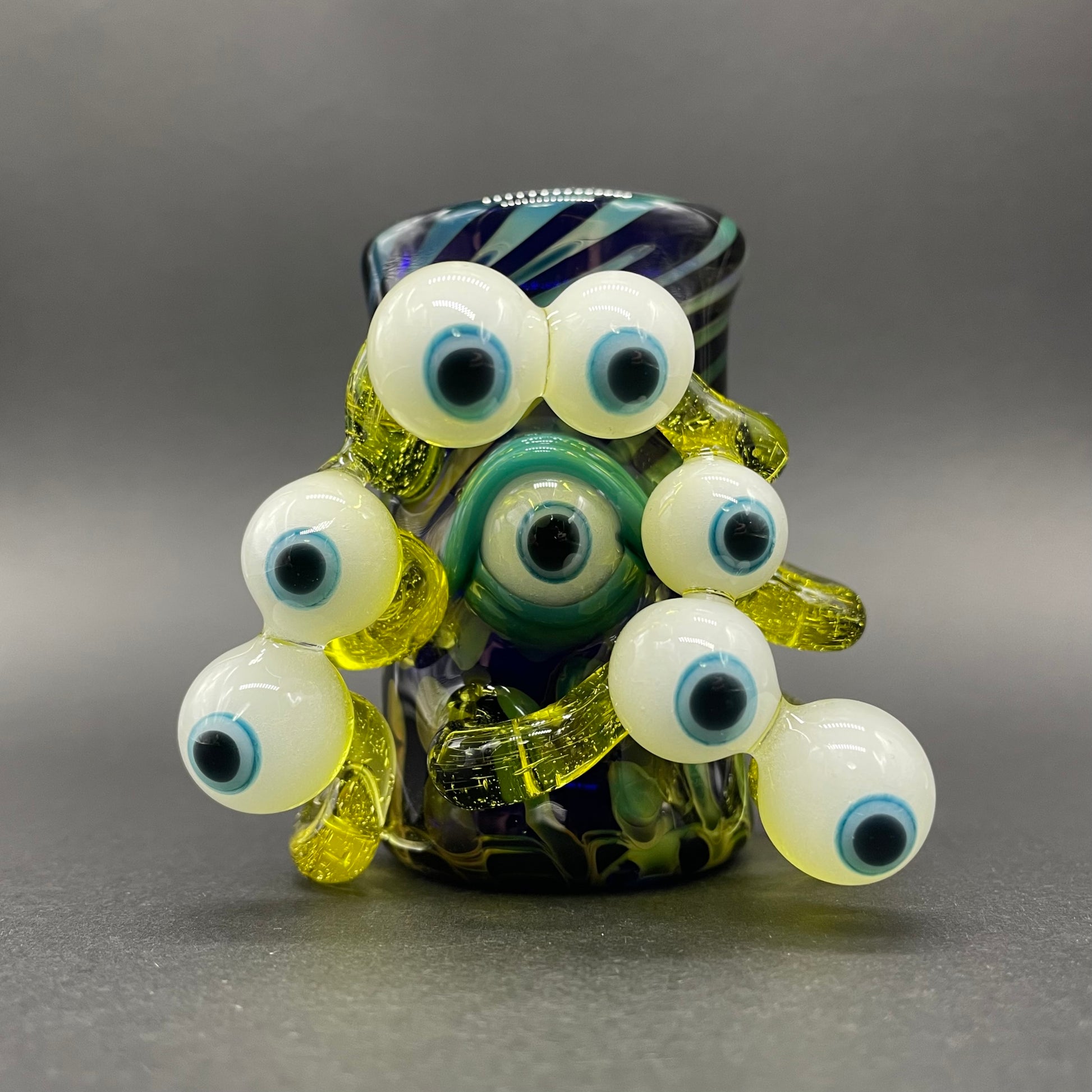 Hand-blown glass Eye stalk shot glass by Leviathan Glass