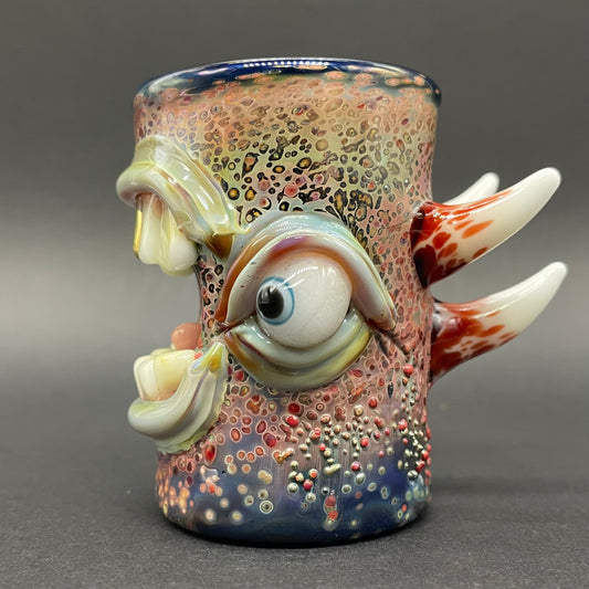 Screaming shot glass detail view - premium glass art
