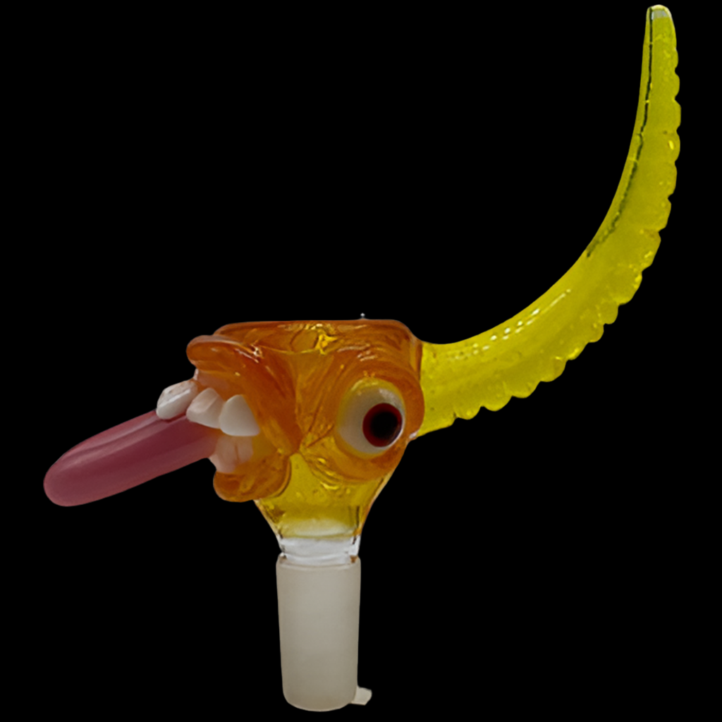 Hand-blown glass 14mm Hot Sauce Slide by Leviathan Glass