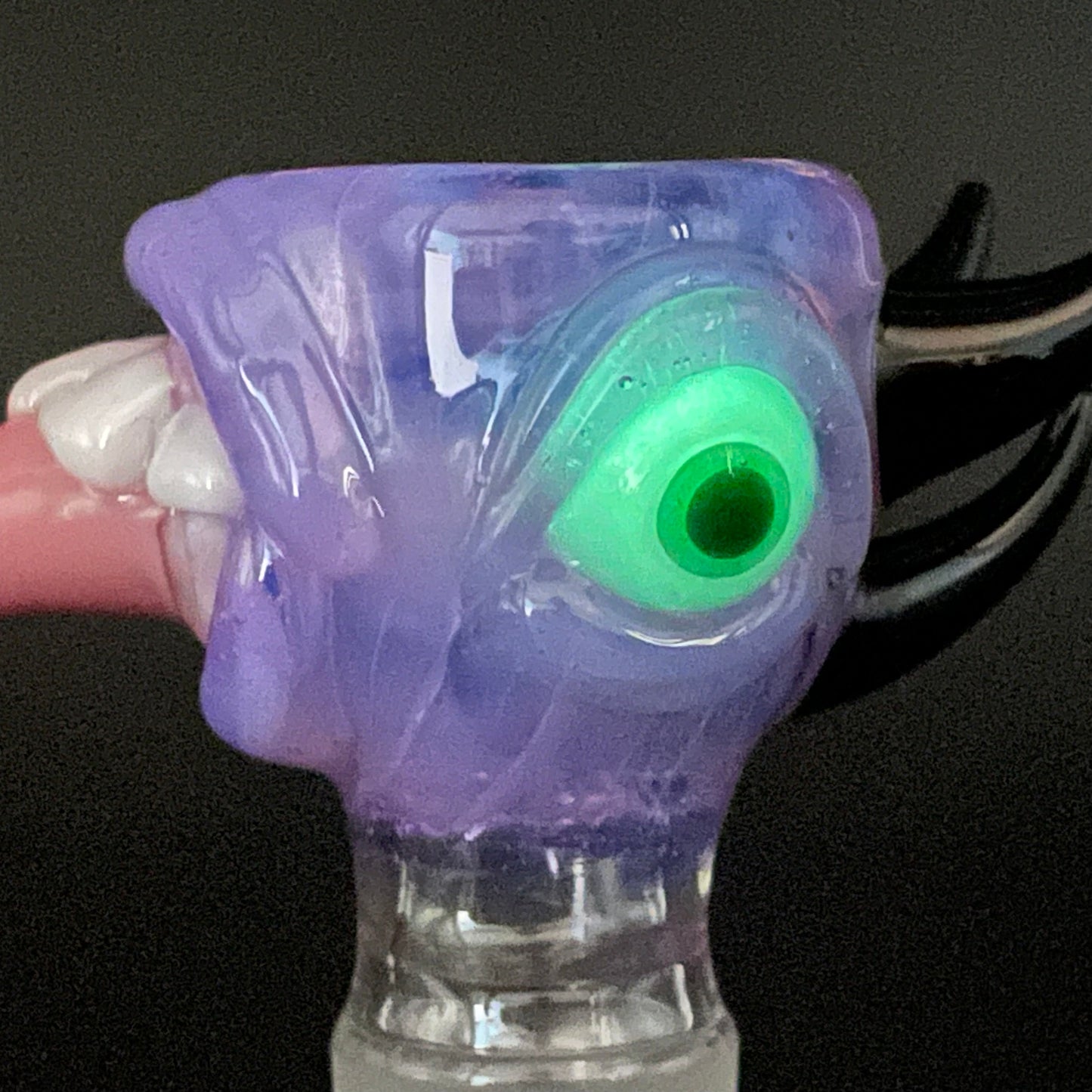 Hand-blown 18mm 4 hole Pierced tongue slide - Leviathan Glass original