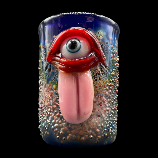 Hand-blown glass Eye tongue shot glass by Leviathan Glass