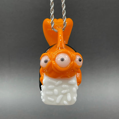 Mutant three eyed fish sushi glass pendant