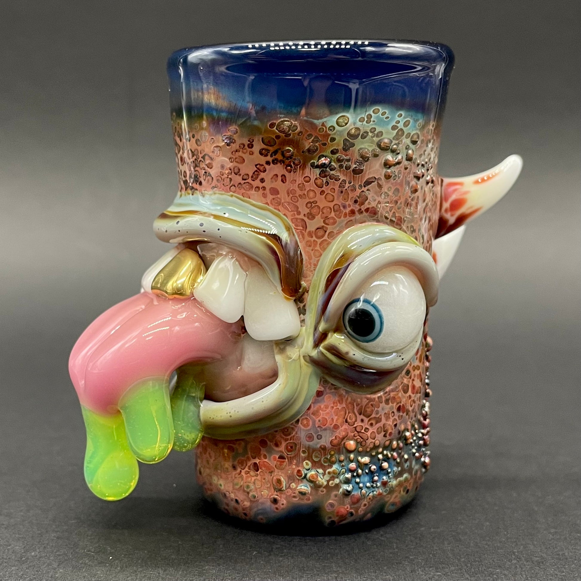tongue demon shot glass detail view - premium glass art