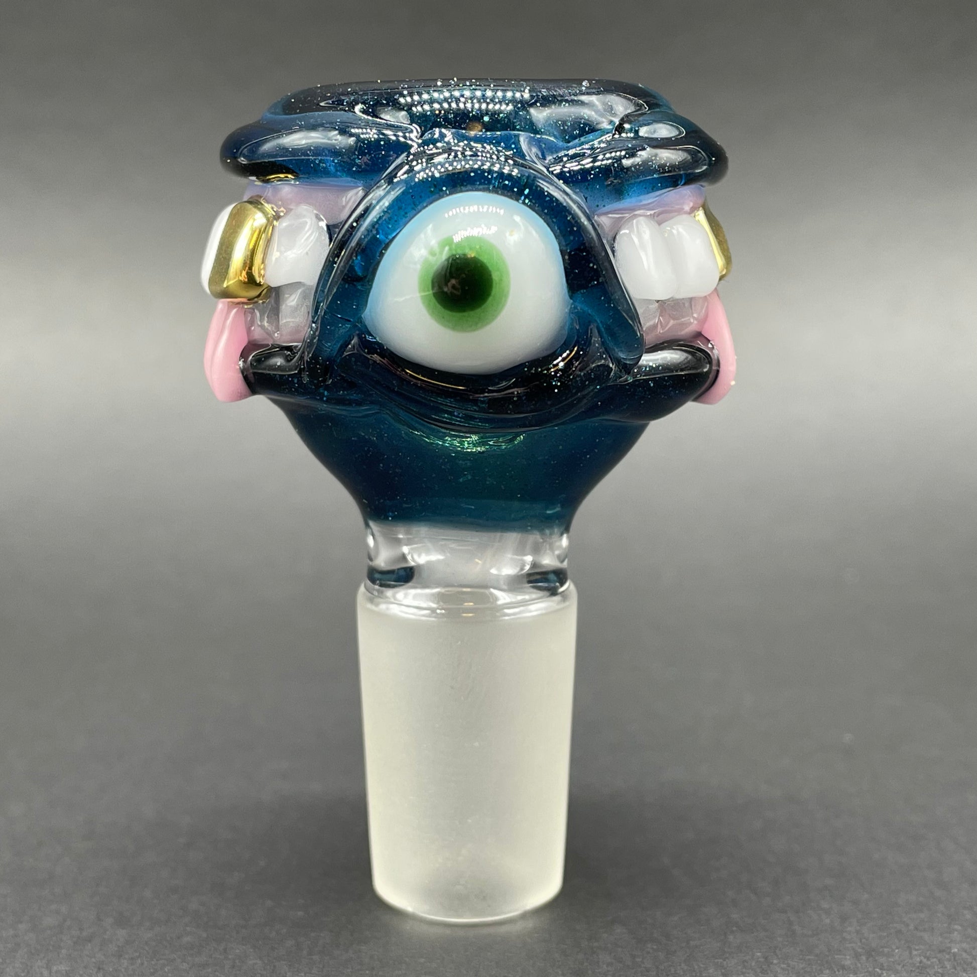 Close-up of 18mm too many teeth slide - handcrafted glass