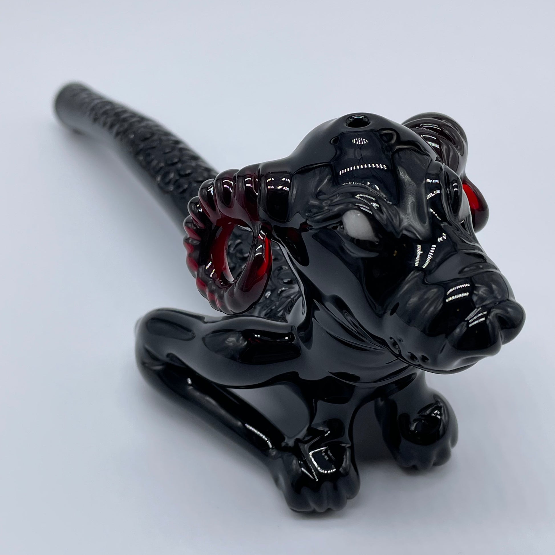 Demon dog Sherlock detail view - premium glass art