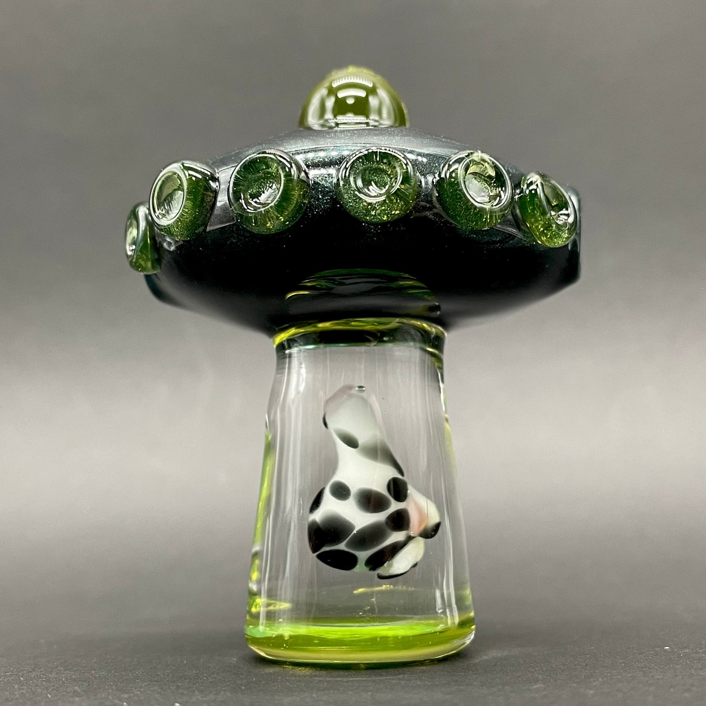 Alien abduction pendant (cow) detail view - premium glass art