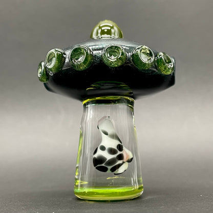 Alien abduction pendant (cow) detail view - premium glass art