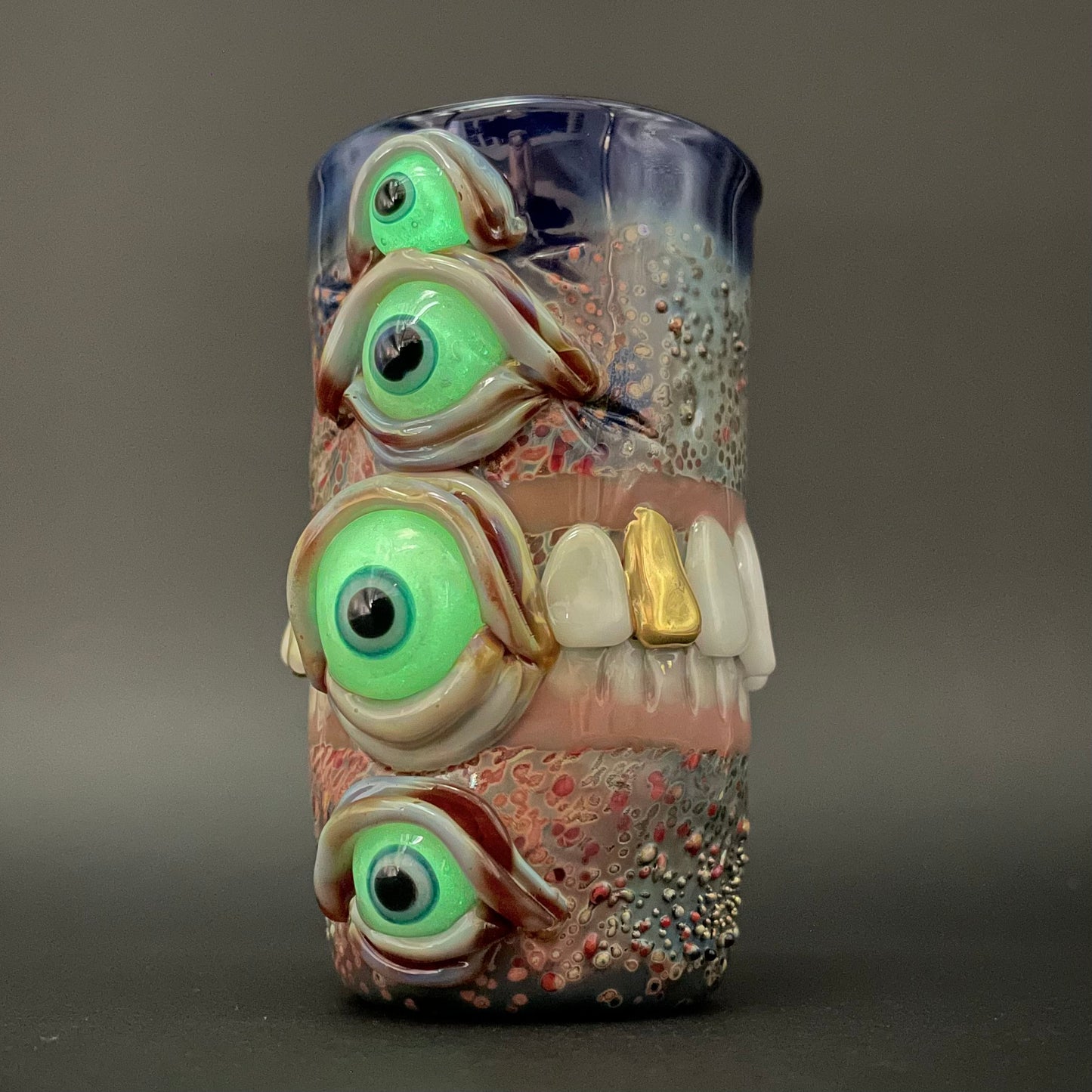 Hand-blown Too many teeth shot glass - Leviathan Glass original