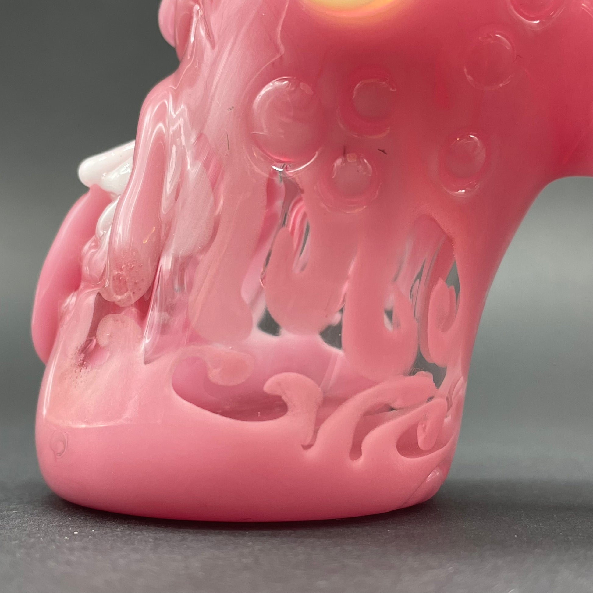 Hand-blown Pink evil eye bubbler - Leviathan Glass original