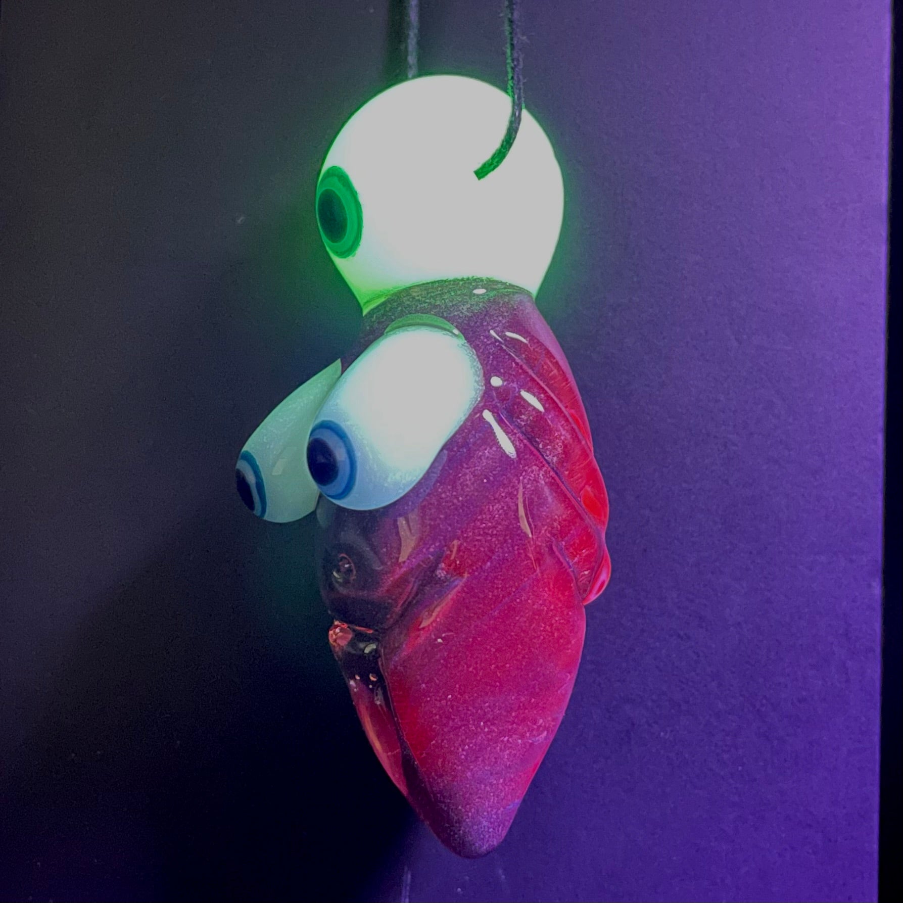 Premium Black light reactive fertility pendant - collectible glass art