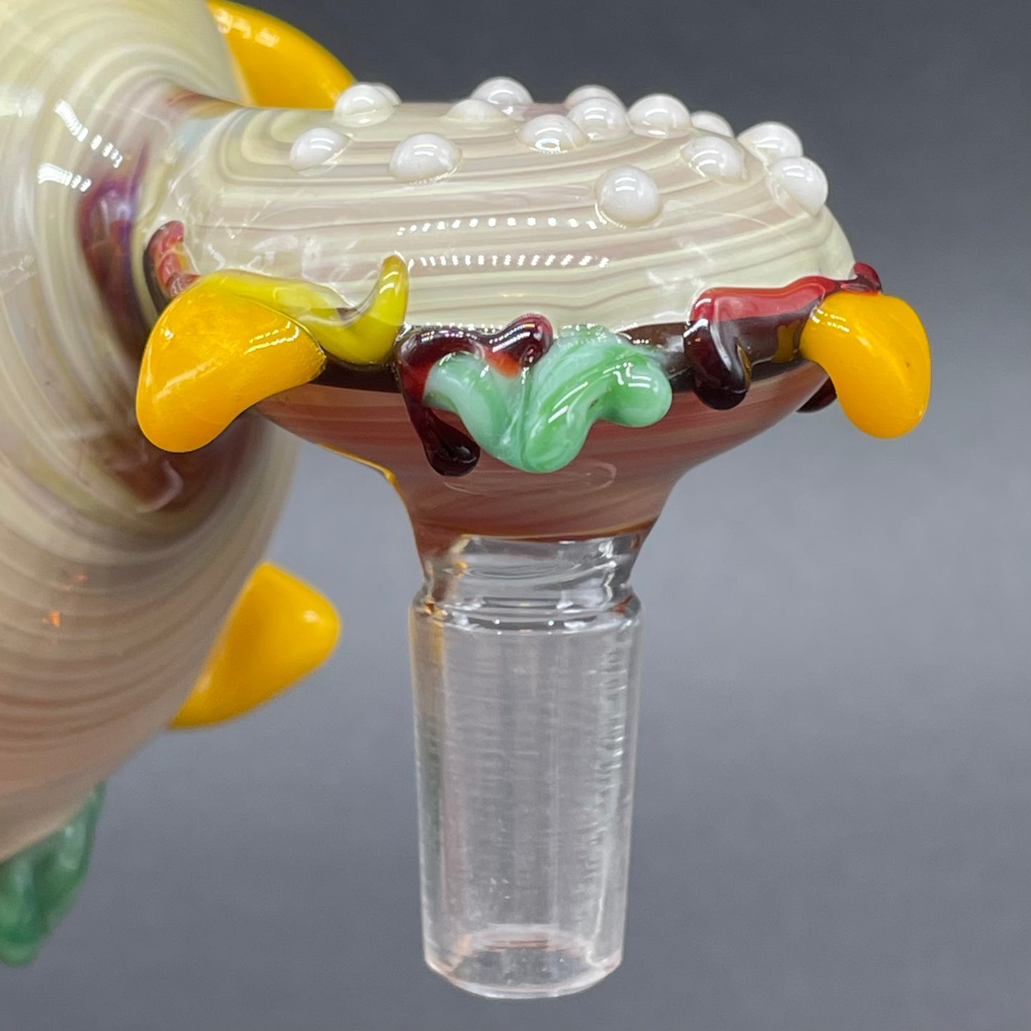Hand-blown Cheeseburger in paradise ash catch - Leviathan Glass original