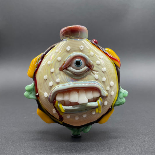 Cheeseburger in paradise ash catch detail view - premium glass art
