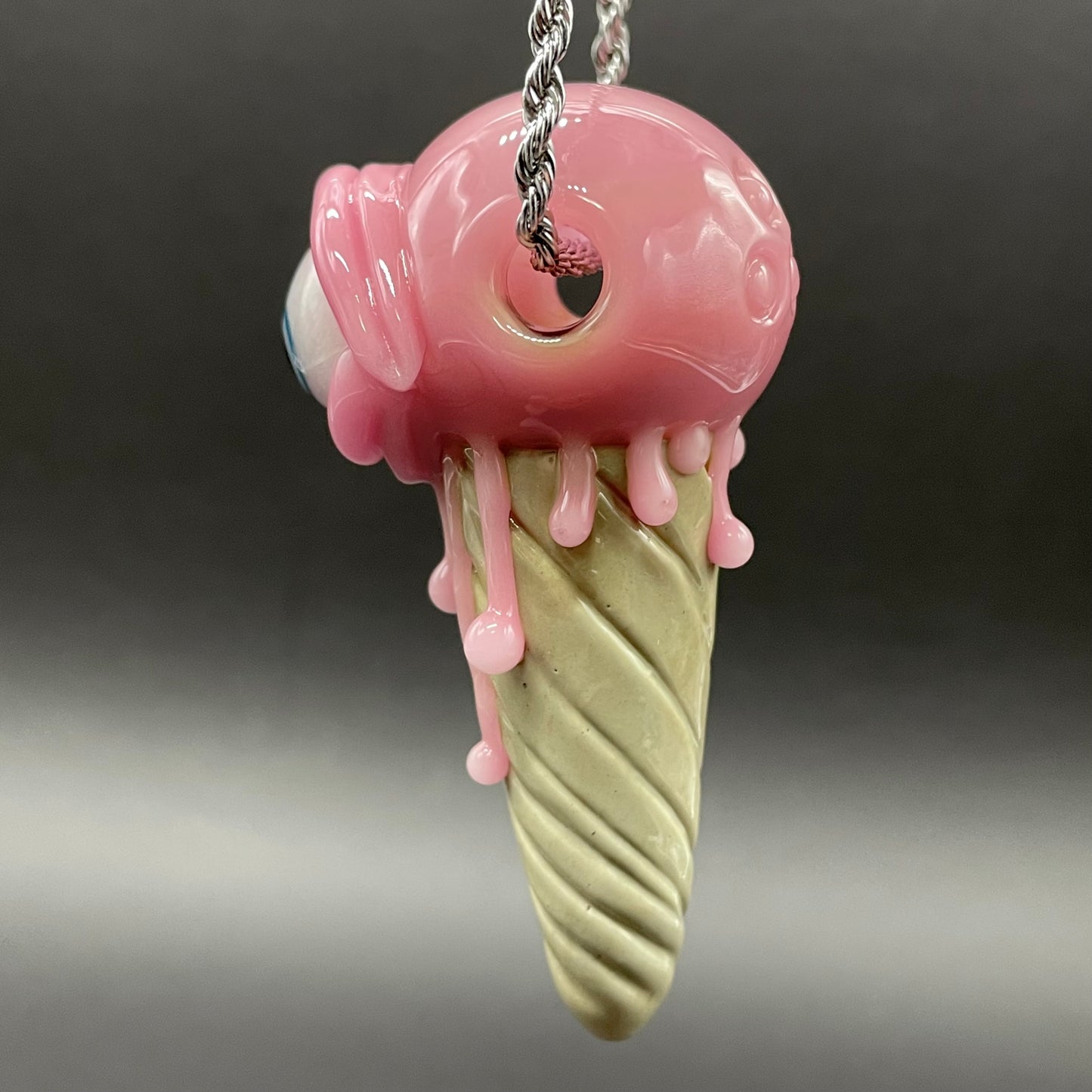 Premium Eye scream cone pendant - collectible glass art