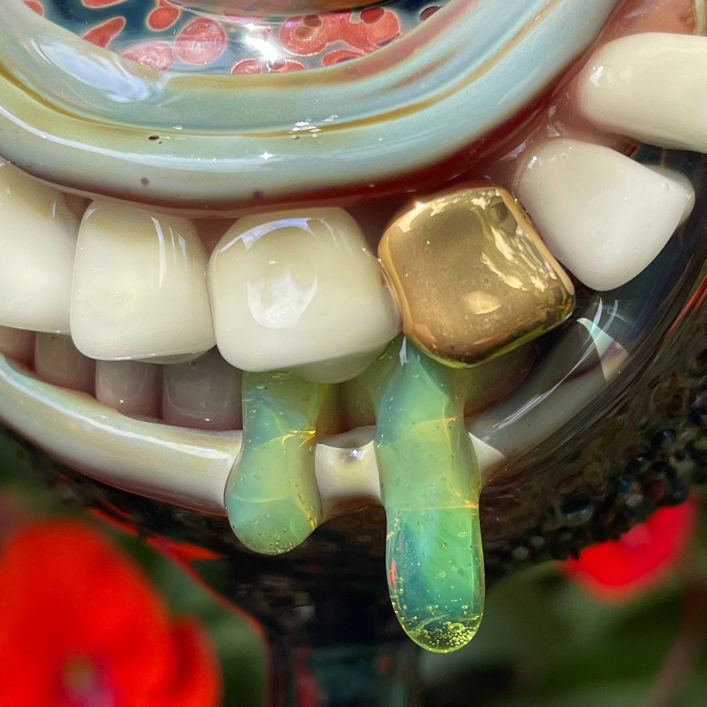 Hand blown glass monster watering globe