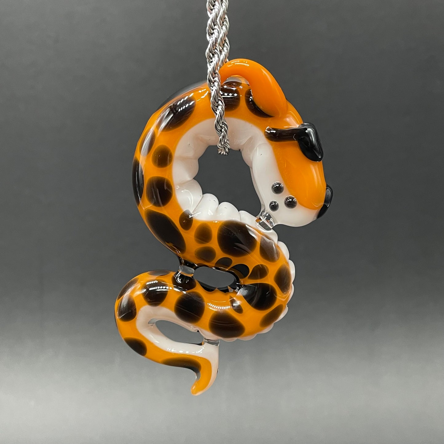 Slithering Chester Cheetah glass pendant