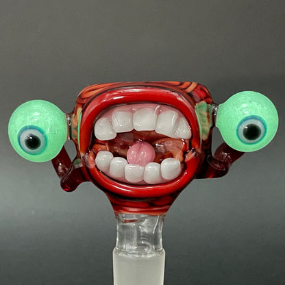 14mm 3 Hole Brain Slide by Leviathan Glass - artisan detail