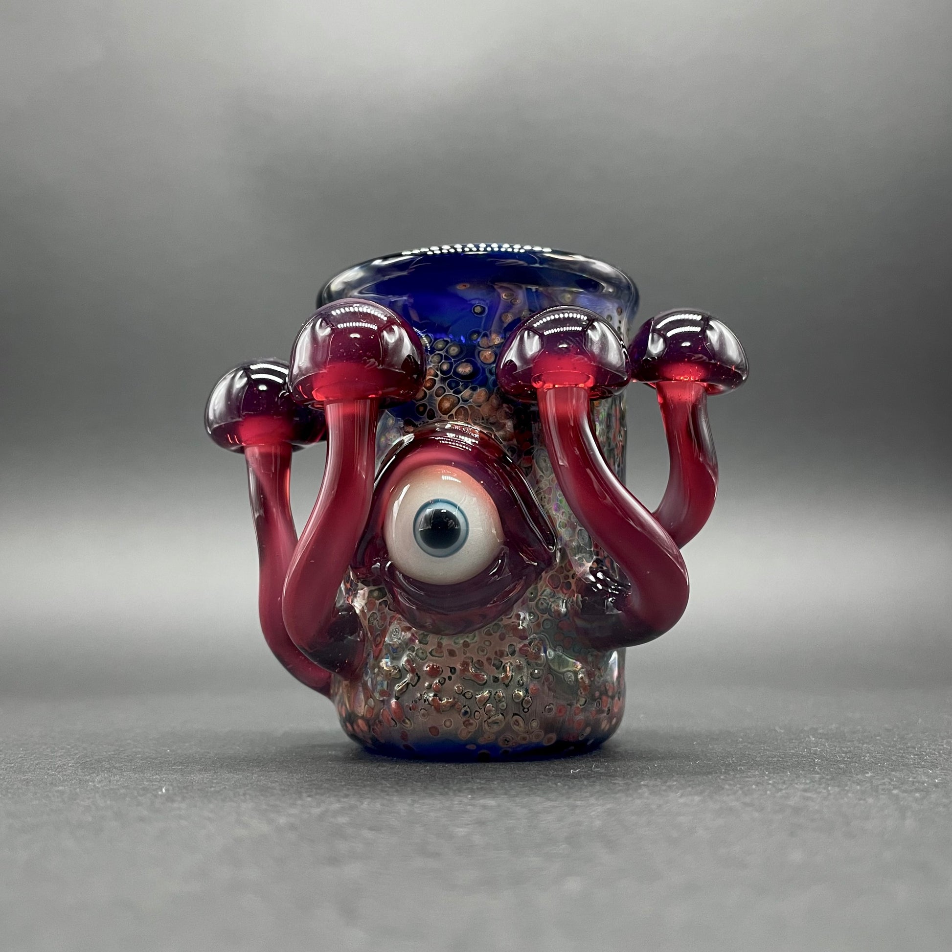 Hand-blown glass Phoenix mushroom shot glass by Leviathan Glass