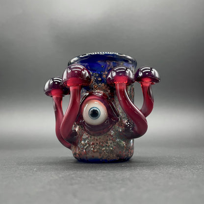 Hand-blown glass Phoenix mushroom shot glass by Leviathan Glass
