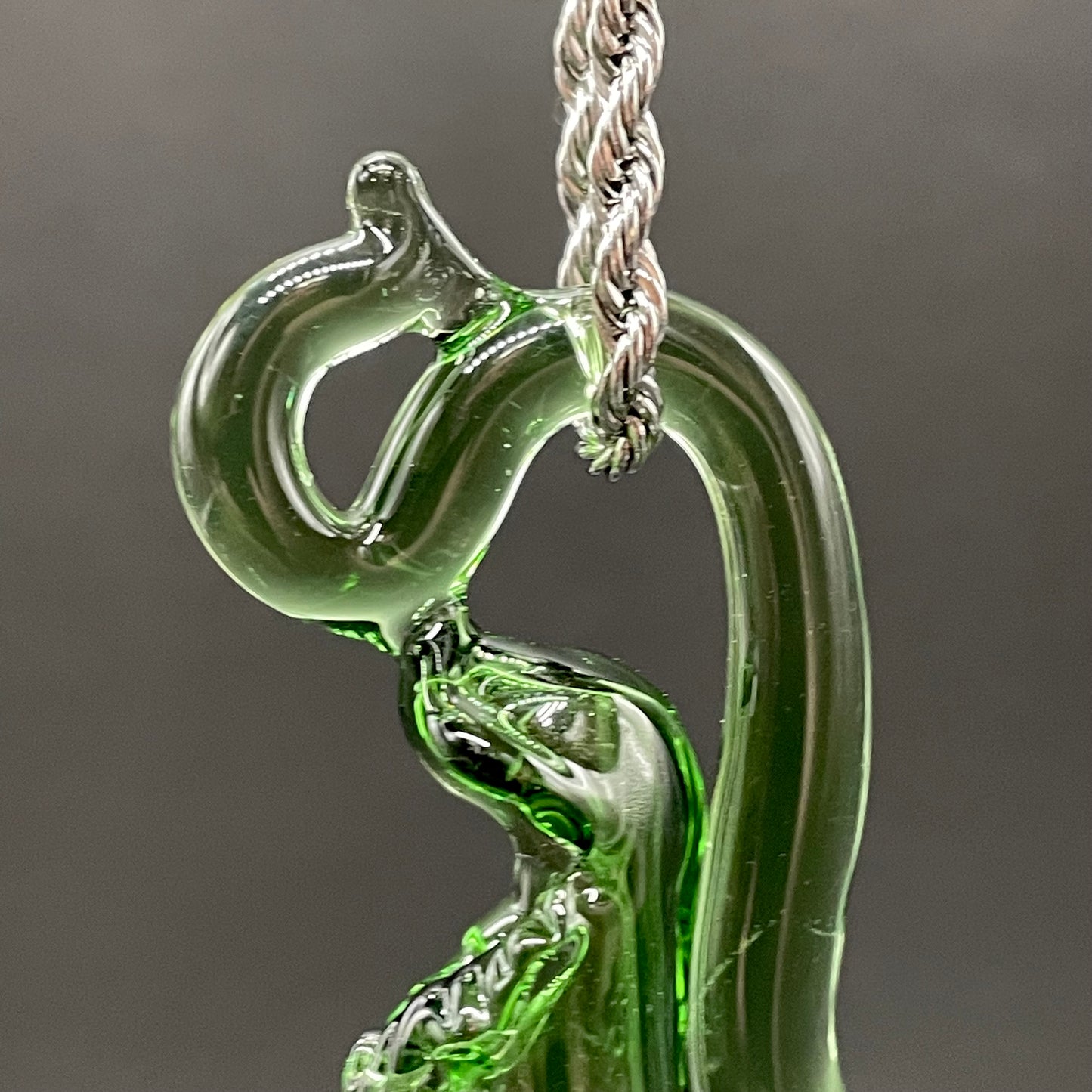 Pitcher plant pendant by Leviathan Glass - artisan detail