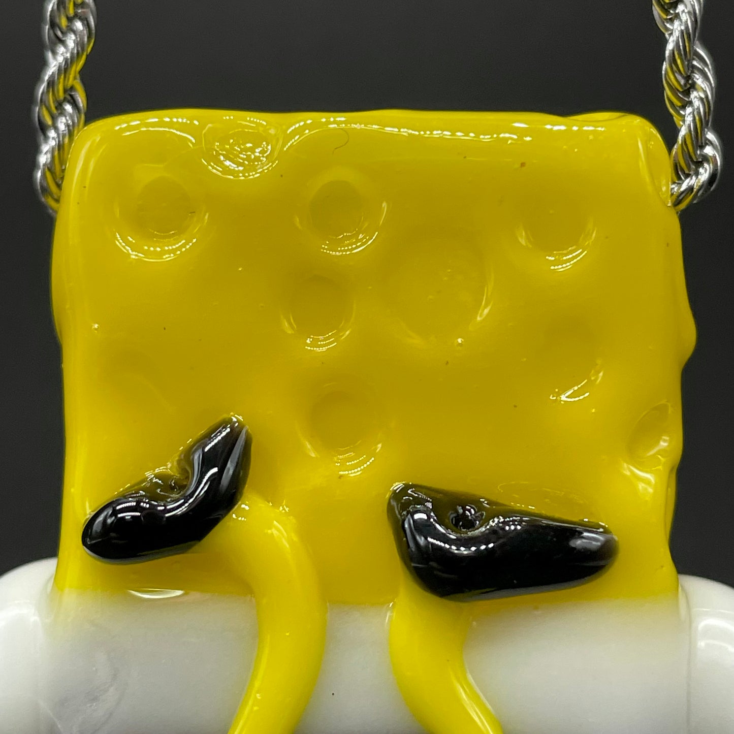 Hand-blown Sponge bob square pants glass pendant - Leviathan Glass original