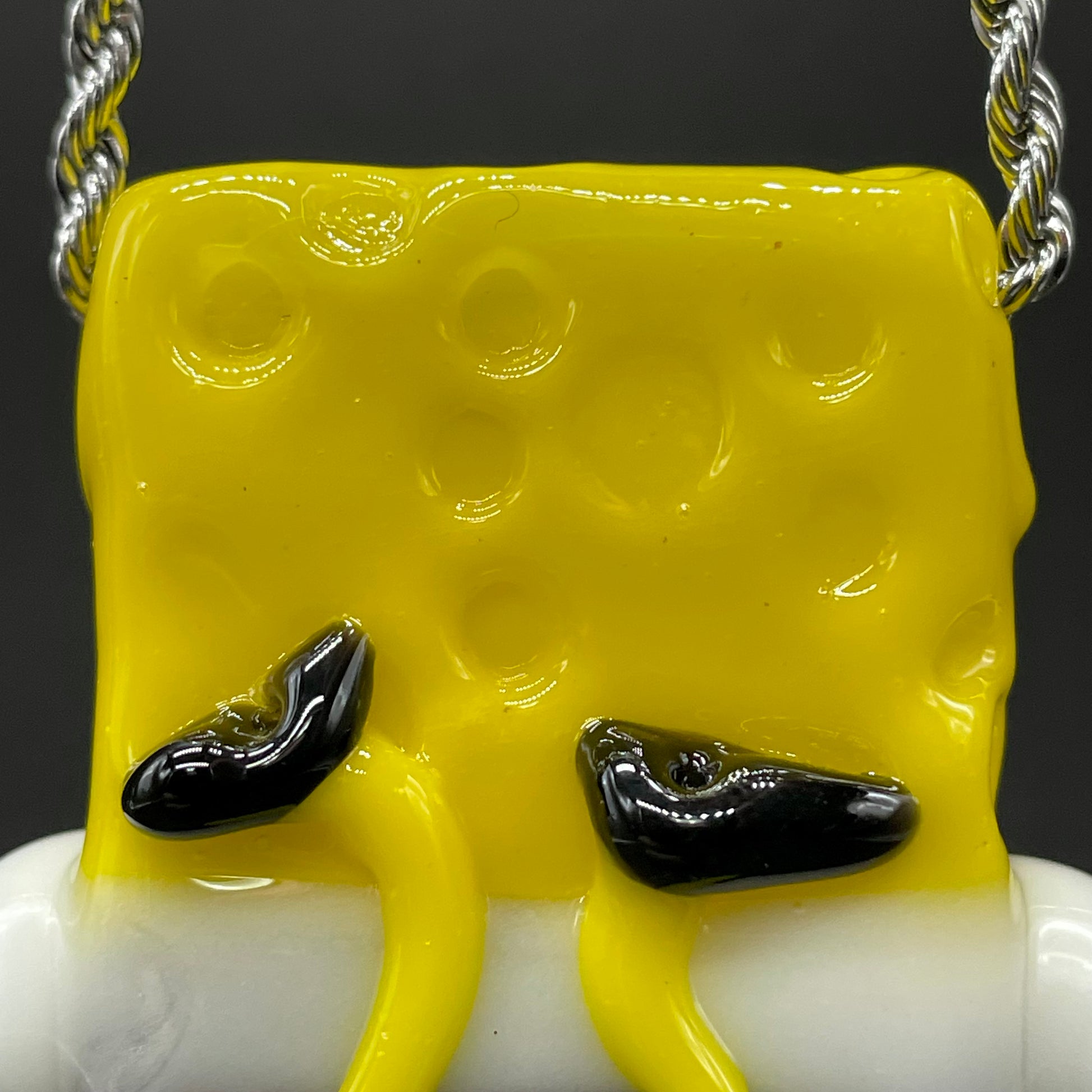 Hand-blown Sponge bob square pants glass pendant - Leviathan Glass original