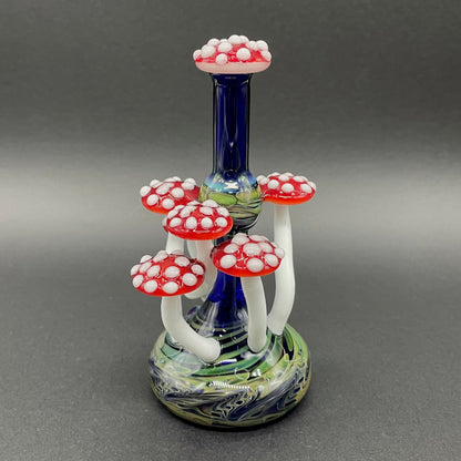 Leviathan Glass Red cap Mushroom perfume bottle - hand-blown art