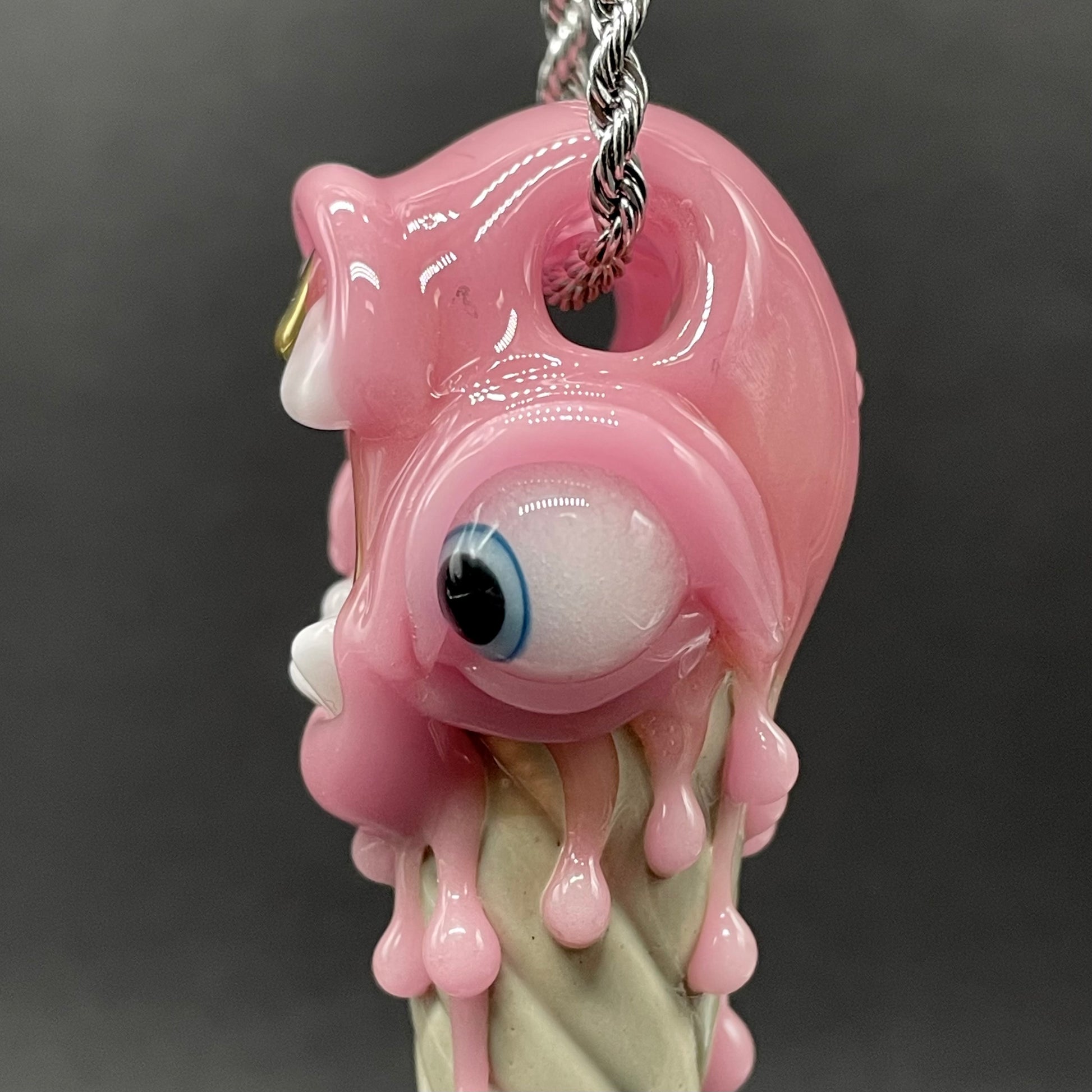 Ice scream cone pendant by Leviathan Glass - artisan detail