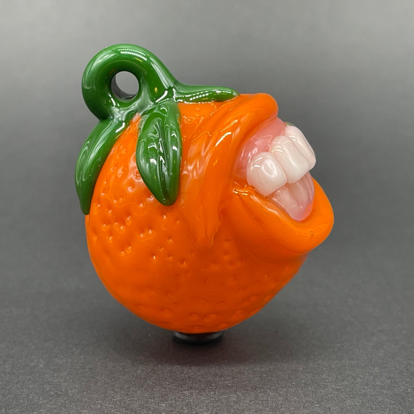 Hand-blown Toothy orange pendant - Leviathan Glass original