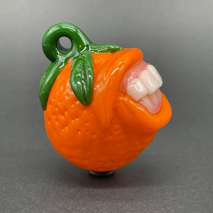Hand-blown Toothy orange pendant - Leviathan Glass original