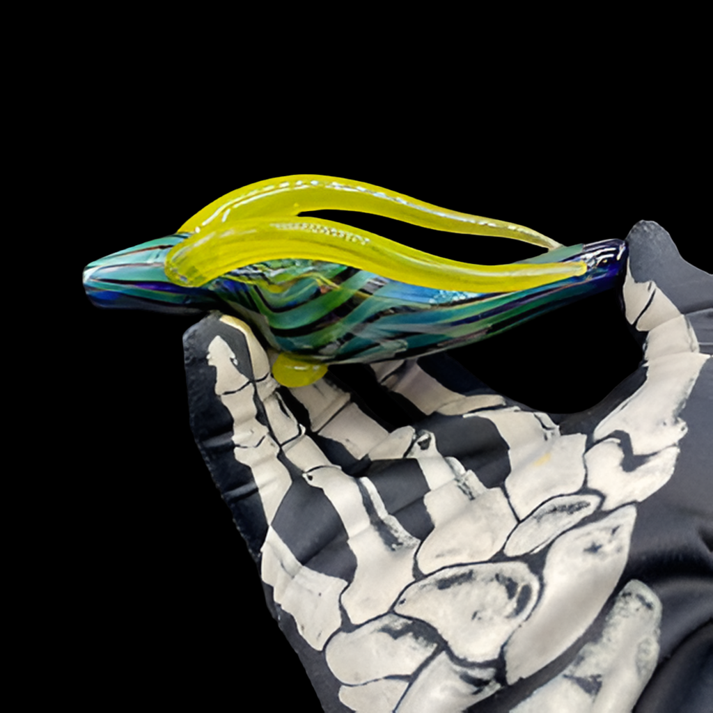 Hand-blown glass Yellow Horn Antelope Pipe by Leviathan Glass