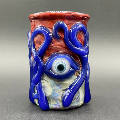 Close-up of kraken glass cup - handcrafted glass