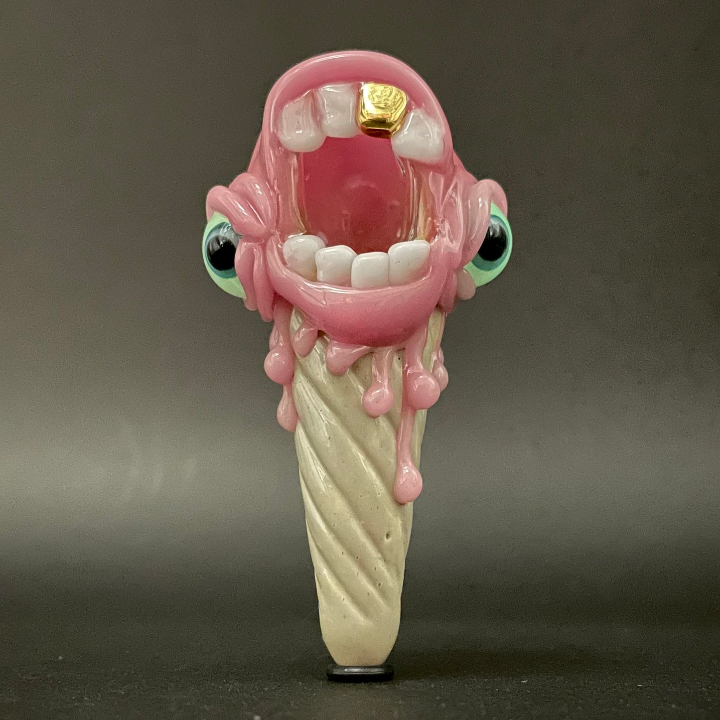 Hand-blown Ice scream cone pendant - Leviathan Glass original