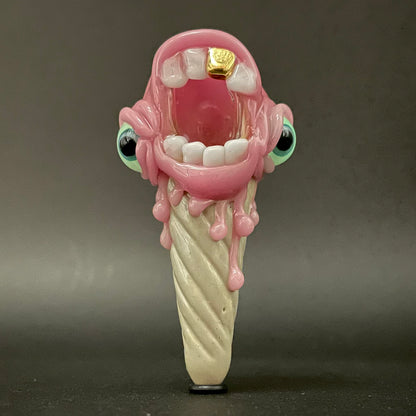 Hand-blown Ice scream cone pendant - Leviathan Glass original