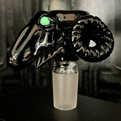 Hand-blown 18mm black Philip slide - Leviathan Glass original