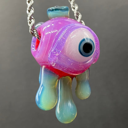 Drippy cyclops glass pendant craftsmanship - artisan glass work