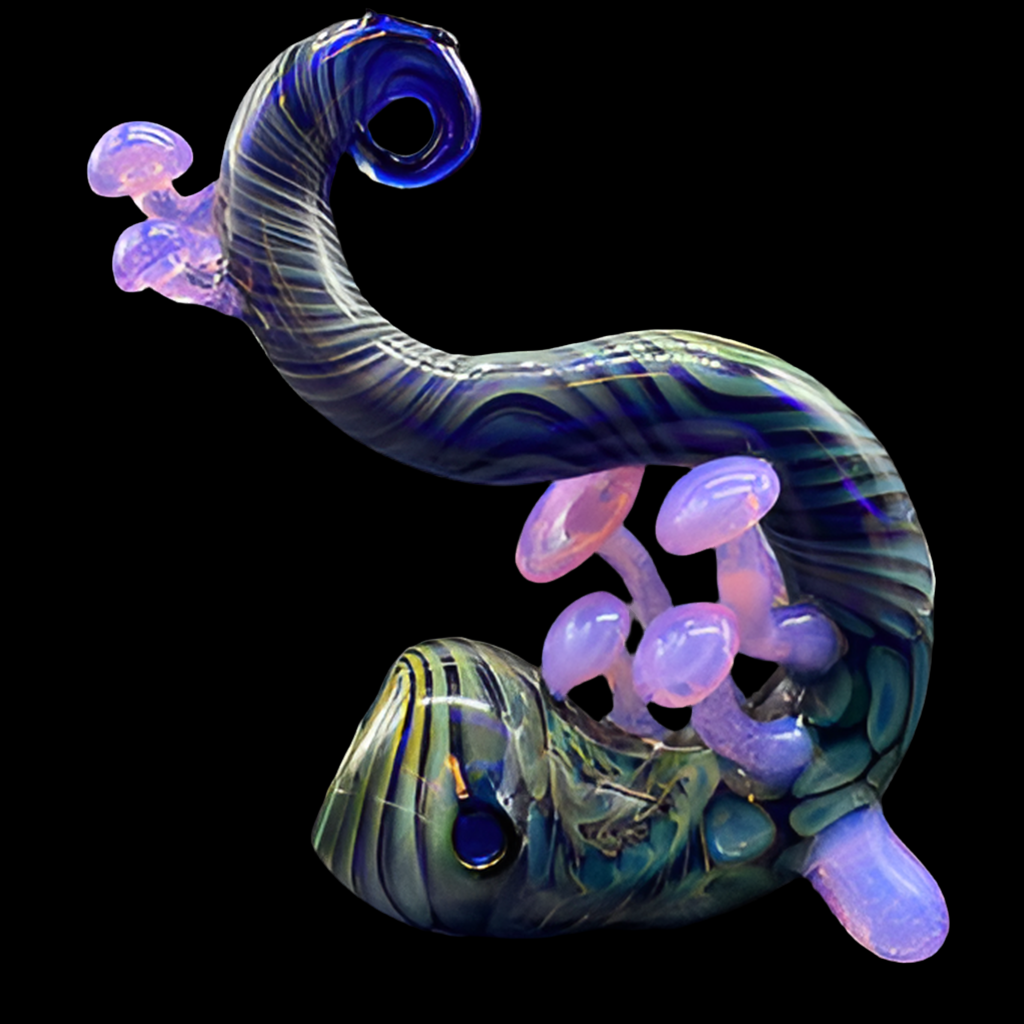 Hand-blown glass Pink Slime Mushroom Sherlock sher-1 by Leviathan Glass