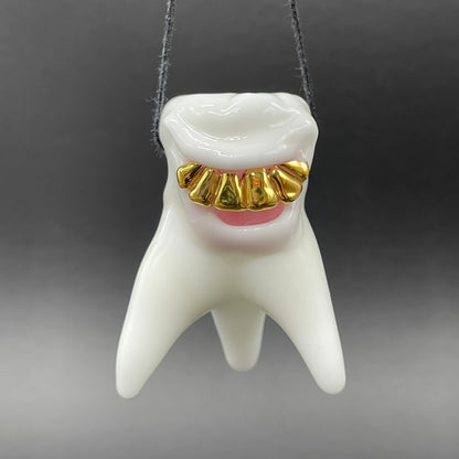 Hand-blown Tooth ache glass pendant - Leviathan Glass original